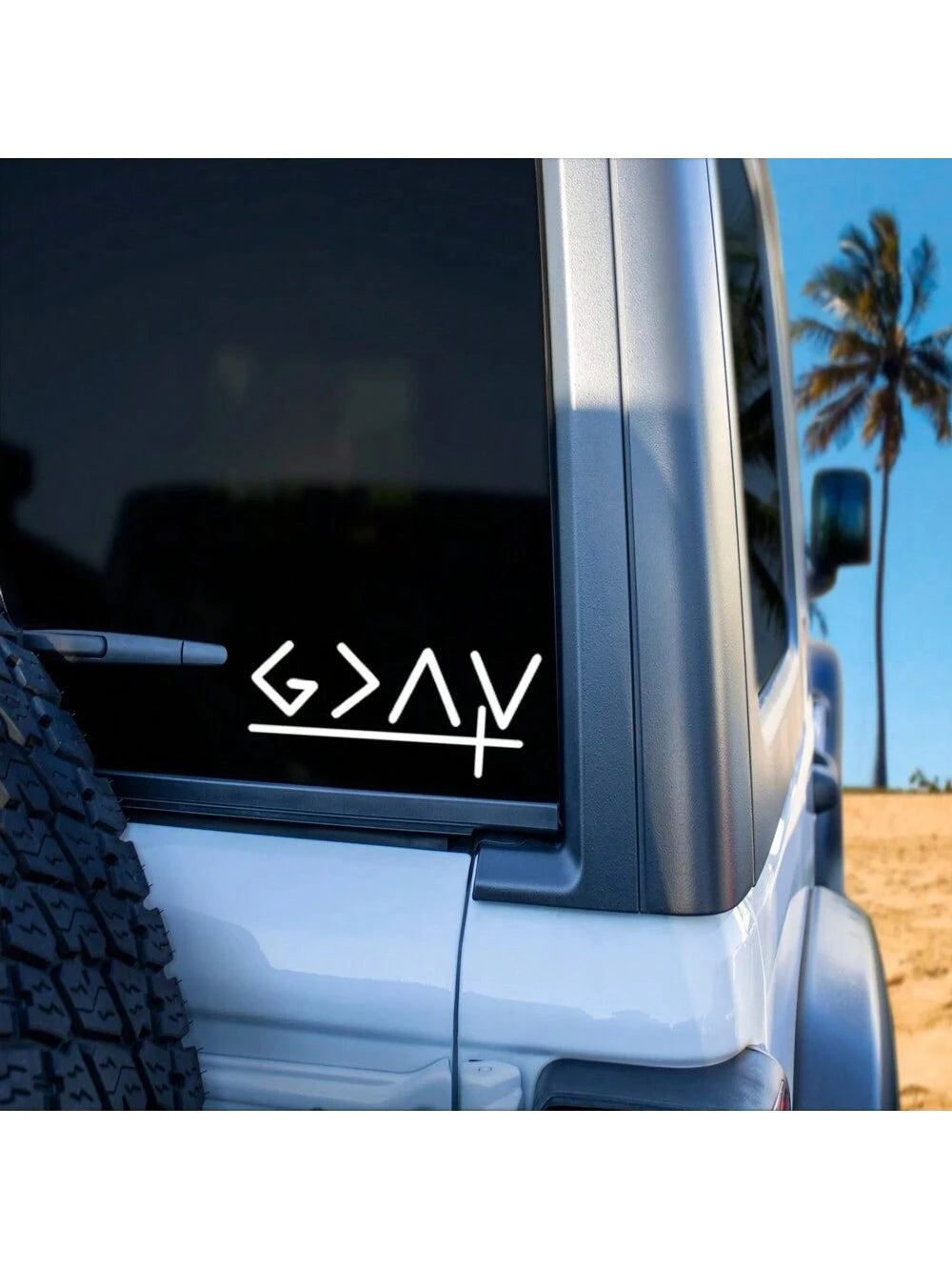 1 Pc God Is Greater Than The Highs And Lows With Cross Car Decal, Self-Adhesive Vinyl Geometric & Slogan Pattern Sticker Can Be Applied On Car Window, Water Bottle, Laptop