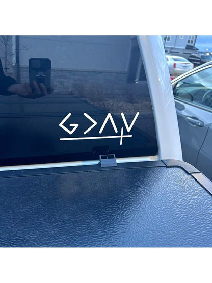 1 Pc God Is Greater Than The Highs And Lows With Cross Car Decal, Self-Adhesive Vinyl Geometric & Slogan Pattern Sticker Can Be Applied On Car Window, Water Bottle, Laptop