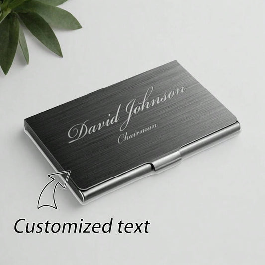 1 Pc Personalized BUSINESS Card Holder Case, Black Metal Card Holder, Custom Engraved Fathers Day Gift, For Him, Dad, Men, Boyfriend, Realtor, Boss, Corporate Office
