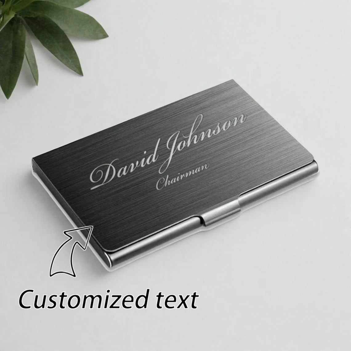 1 Pc Personalized BUSINESS Card Holder Case, Black Metal Card Holder, Custom Engraved Fathers Day Gift, For Him, Dad, Men, Boyfriend, Realtor, Boss, Corporate Office