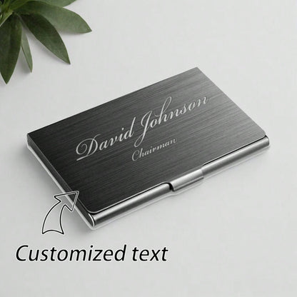 1 Pc Personalized BUSINESS Card Holder Case, Black Metal Card Holder, Custom Engraved Fathers Day Gift, For Him, Dad, Men, Boyfriend, Realtor, Boss, Corporate Office