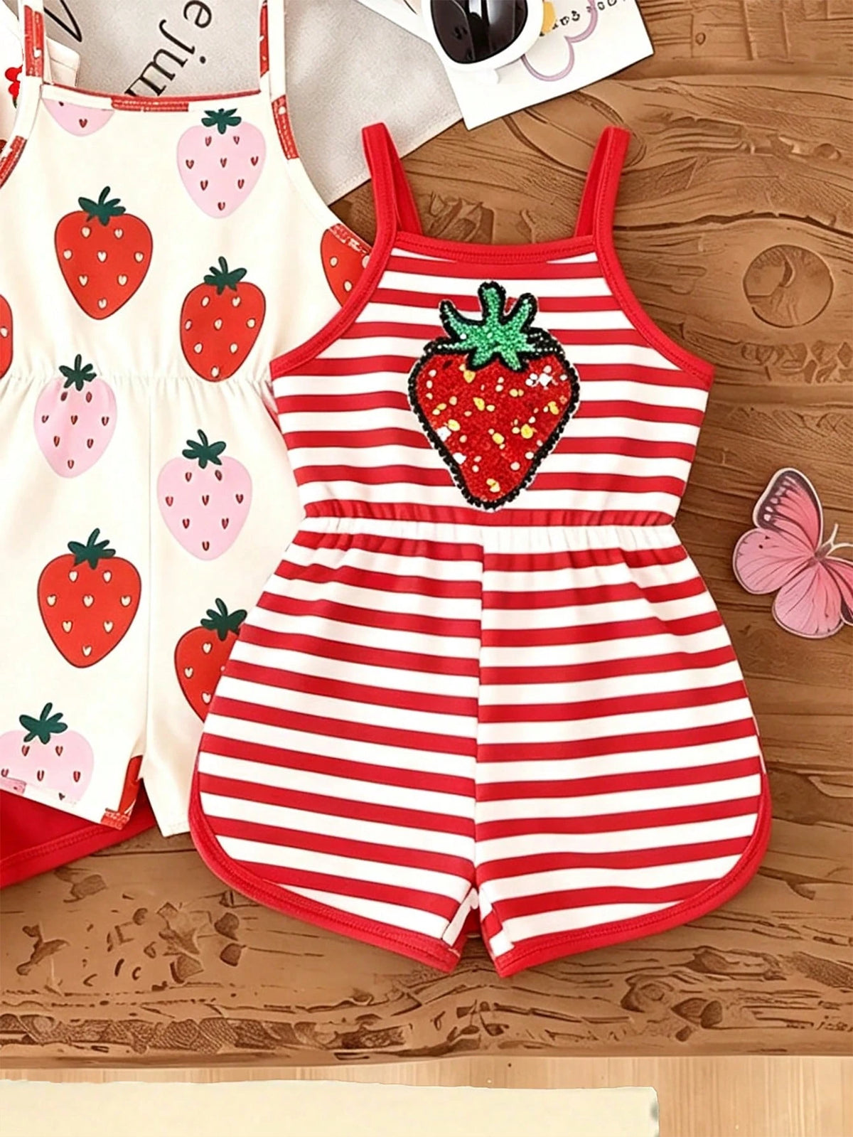 1 Pc Random, This Cute Girls' Sleeveless Romper Comes In Four Colors, Soft Fabric, Comfortable And Skin-Friendly, Suitable For Summer Wear