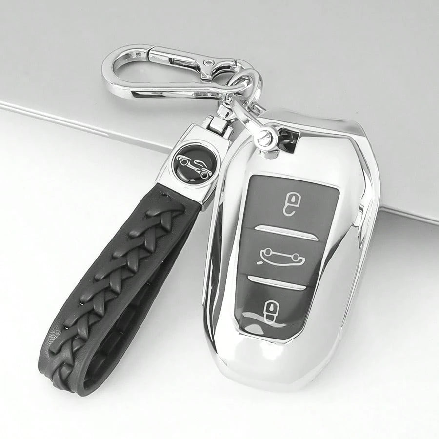 1 Pc TPU Car Key Case With Keychain Cover For Peugeot 3-Button Car Key Fod Cover For 2008 For 3008 For 4008 For 5008 For 308 For 408 For 508 For C1 For C2 For C4 For C6 For C3-XR For Grand For DS For