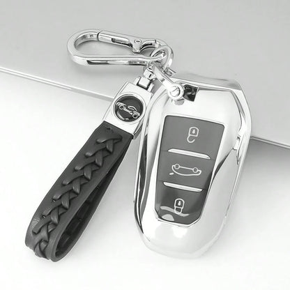 1 Pc TPU Car Key Case With Keychain Cover For Peugeot 3-Button Car Key Fod Cover For 2008 For 3008 For 4008 For 5008 For 308 For 408 For 508 For C1 For C2 For C4 For C6 For C3-XR For Grand For DS For