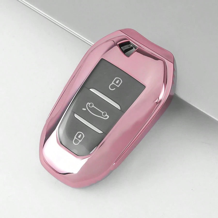 1 Pc TPU Car Key Case With Keychain Cover For Peugeot 3-Button Car Key Fod Cover For 2008 For 3008 For 4008 For 5008 For 308 For 408 For 508 For C1 For C2 For C4 For C6 For C3-XR For Grand For DS For