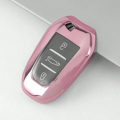 1 Pc TPU Car Key Case With Keychain Cover For Peugeot 3-Button Car Key Fod Cover For 2008 For 3008 For 4008 For 5008 For 308 For 408 For 508 For C1 For C2 For C4 For C6 For C3-XR For Grand For DS For