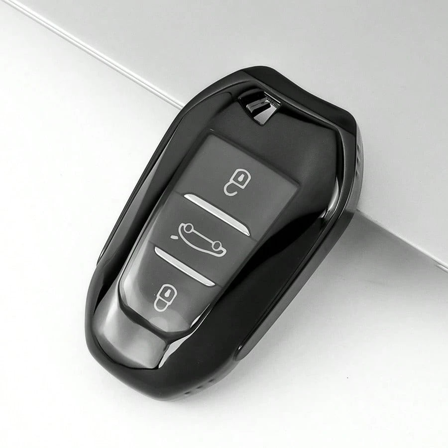 1 Pc TPU Car Key Case With Keychain Cover For Peugeot 3-Button Car Key Fod Cover For 2008 For 3008 For 4008 For 5008 For 308 For 408 For 508 For C1 For C2 For C4 For C6 For C3-XR For Grand For DS For