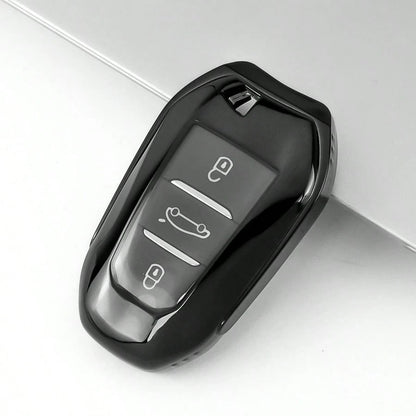 1 Pc TPU Car Key Case With Keychain Cover For Peugeot 3-Button Car Key Fod Cover For 2008 For 3008 For 4008 For 5008 For 308 For 408 For 508 For C1 For C2 For C4 For C6 For C3-XR For Grand For DS For
