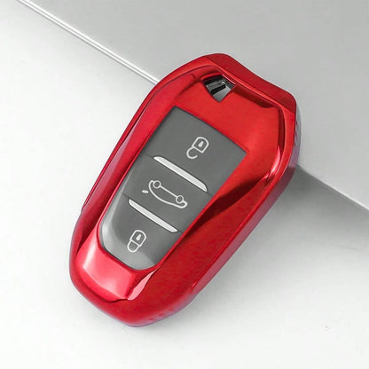 1 Pc TPU Car Key Case With Keychain Cover For Peugeot 3-Button Car Key Fod Cover For 2008 For 3008 For 4008 For 5008 For 308 For 408 For 508 For C1 For C2 For C4 For C6 For C3-XR For Grand For DS For