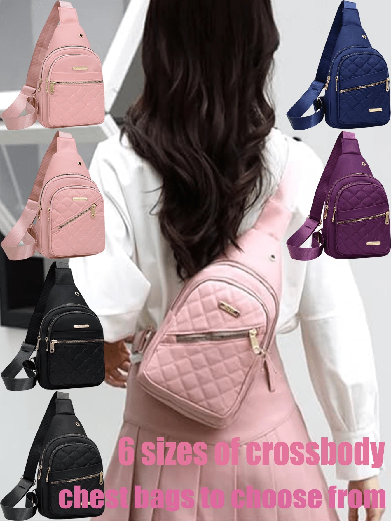 1 PC Women's Crossbody Chest Bag, Women's Wallet, Fashionable Chest Bag, Waterproof And Breathable Fabric, Multiple Storage Spaces, Front Bag, 6 Sizes To Choose From, Suitable For Travel, Work, Shoppi