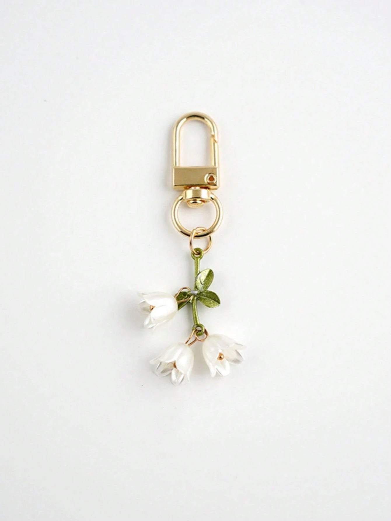 1 Pc Women's Elegant Lily Flower Charm Keychain Lily Bead Pendant Minimalist Decor For Bag Backpack And Car Keys Backpack Decor