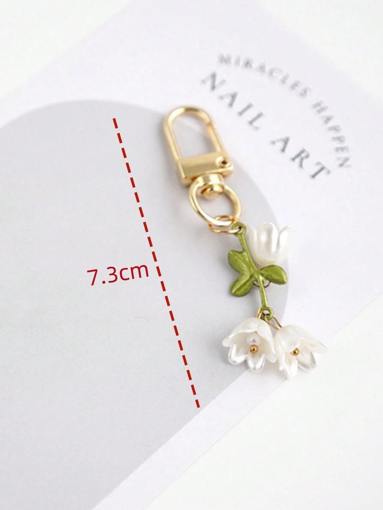 1 Pc Women's Elegant Lily Flower Charm Keychain Lily Bead Pendant Minimalist Decor For Bag Backpack And Car Keys Backpack Decor