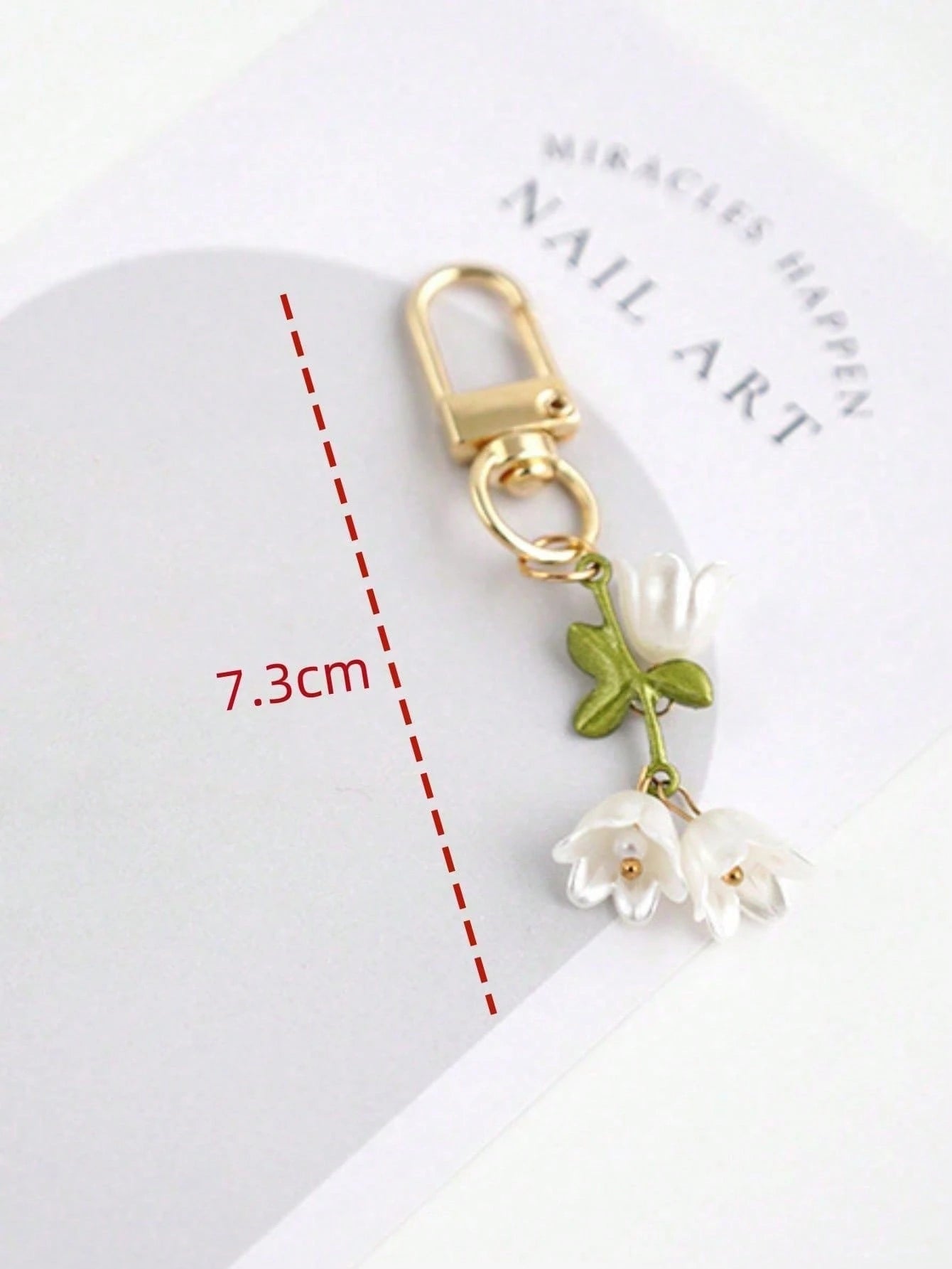 1 Pc Women's Elegant Lily Flower Charm Keychain Lily Bead Pendant Minimalist Decor For Bag Backpack And Car Keys Backpack Decor