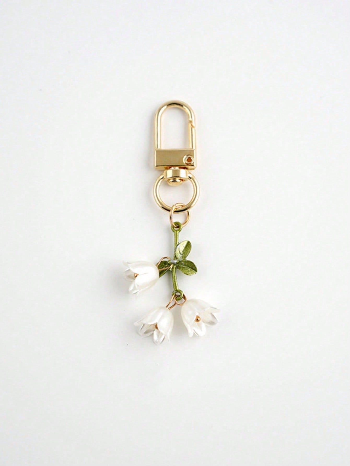 1 Pc Women's Elegant Lily Flower Charm Keychain Lily Bead Pendant Minimalist Decor For Bag Backpack And Car Keys Backpack Decor