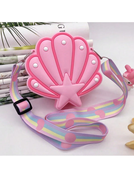 1 Piece Children's Cartoon Cute Shell Silicone Bag Shoulder Crossbody Coin Purse