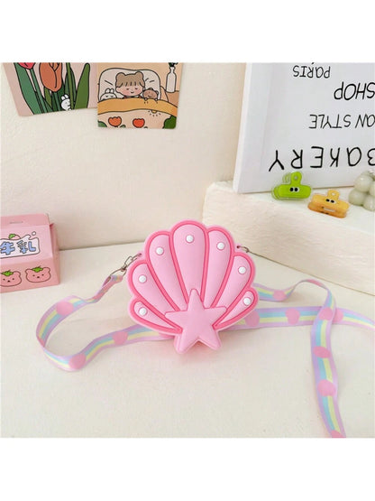 1 Piece Children's Cartoon Cute Shell Silicone Bag Shoulder Crossbody Coin Purse