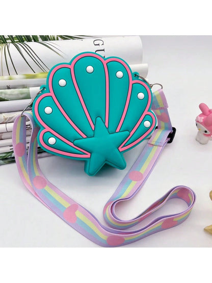 1 Piece Children's Cartoon Cute Shell Silicone Bag Shoulder Crossbody Coin Purse
