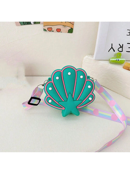 1 Piece Children's Cartoon Cute Shell Silicone Bag Shoulder Crossbody Coin Purse