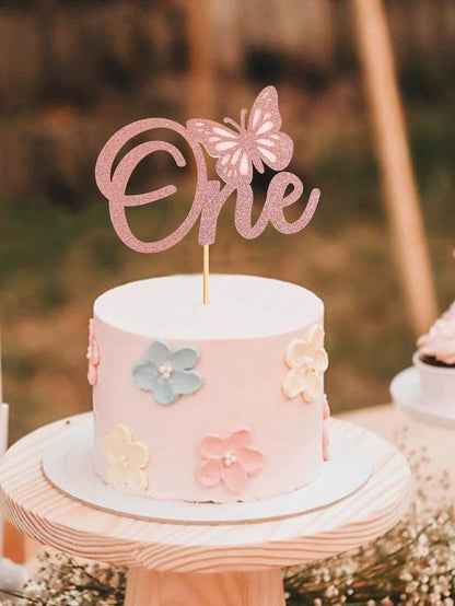 1 Piece Of Rose Gold "My First Birthday" Cake Topper- Princess Themed Party Decoration, Bamboo Material Cake Decoration Supplies (Parts Randomly)