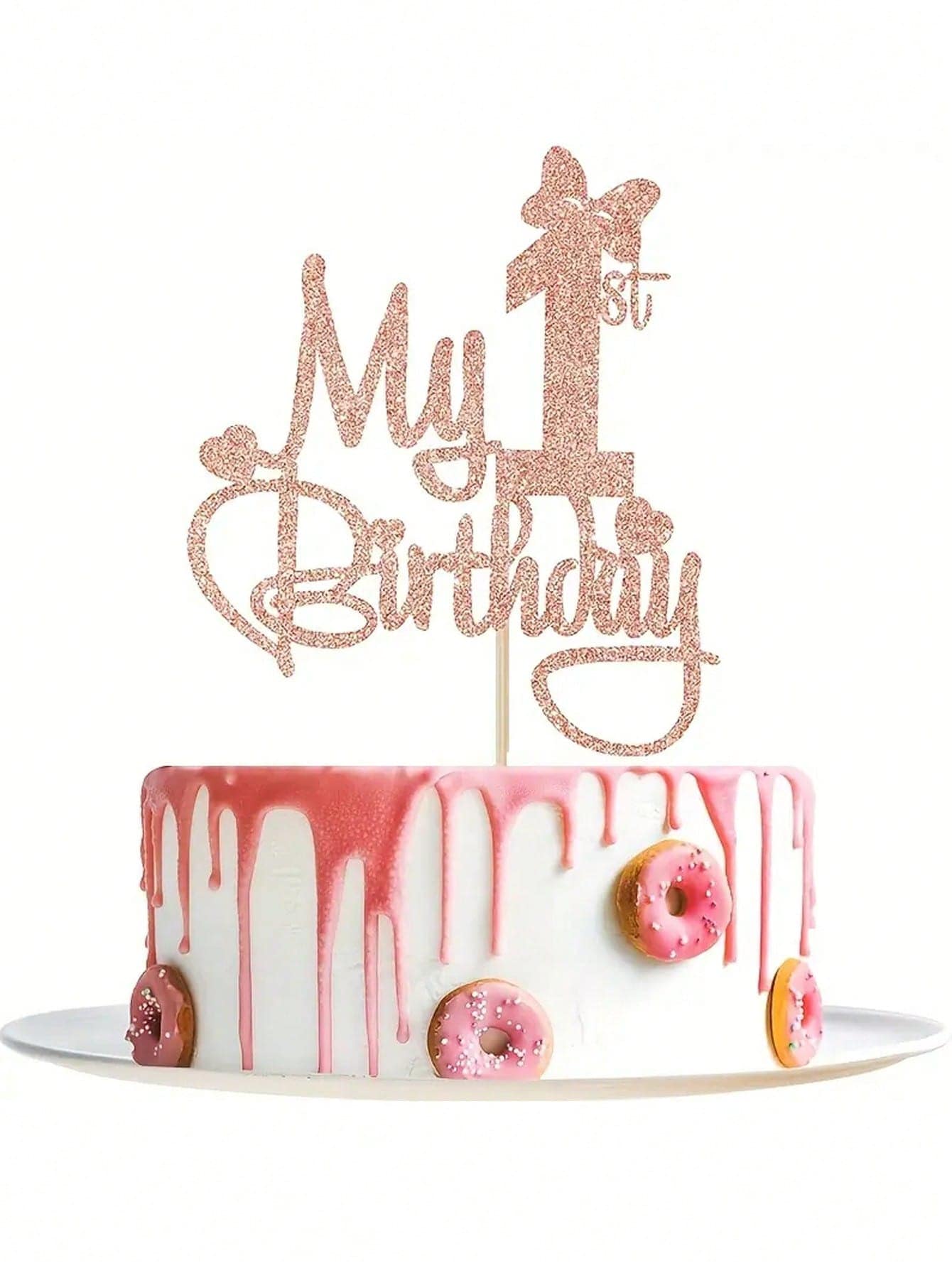 1 Piece Of Rose Gold "My First Birthday" Cake Topper- Princess Themed Party Decoration, Bamboo Material Cake Decoration Supplies (Parts Randomly)