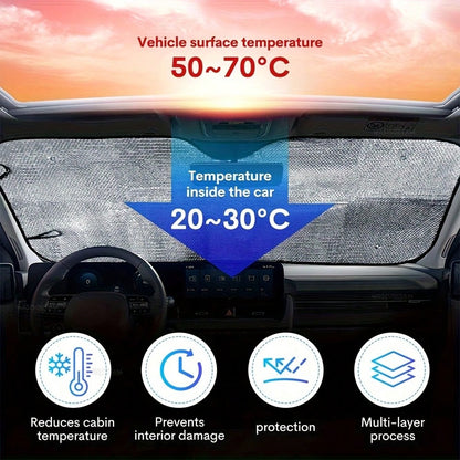1-Piece Red Ladybug Pattern Car Sunshade, Stylish Printed Design, Keeps The Car Interior Cool, Comes With 4 Suction Cups, Foldable And Easy To Install, Suitable For Sedans, SUVs, And Trucks, Unisex,Ca