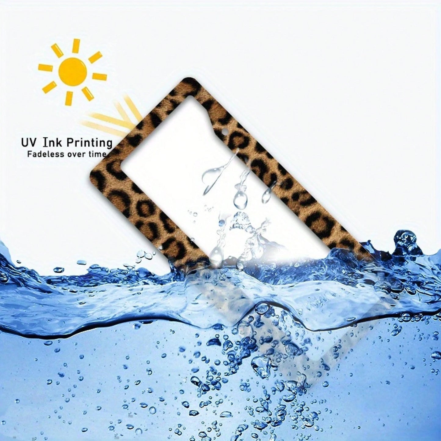 1 Piece, Size 12x6inch, Metal Frame License Plate, Leopard Print Design, Perfect For Decorating Your Car And Creating A Desert Adventure Theme,Car Decaration,Accesorio Para Carro,License Plate Frame,V