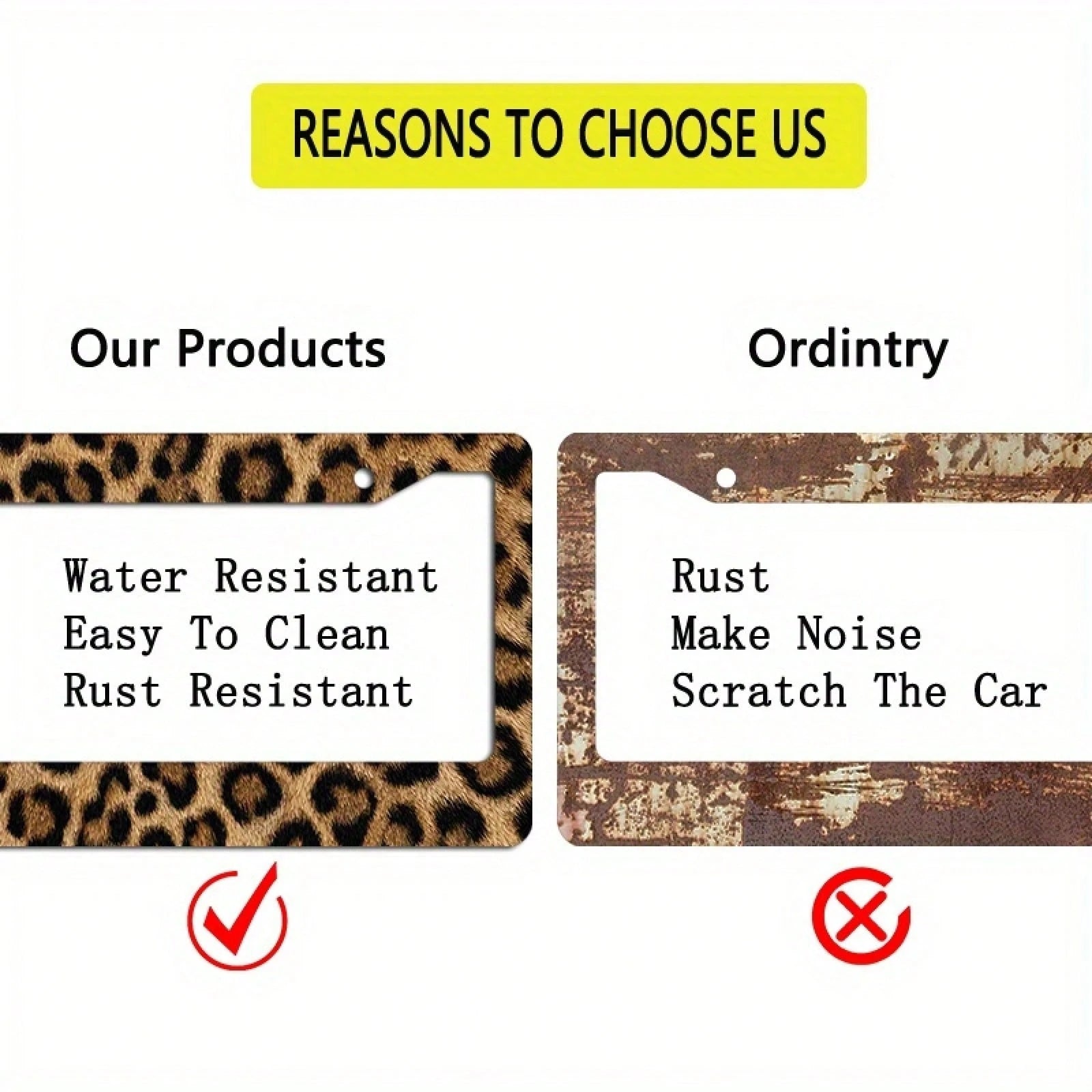 1 Piece, Size 12x6inch, Metal Frame License Plate, Leopard Print Design, Perfect For Decorating Your Car And Creating A Desert Adventure Theme,Car Decaration,Accesorio Para Carro,License Plate Frame,V
