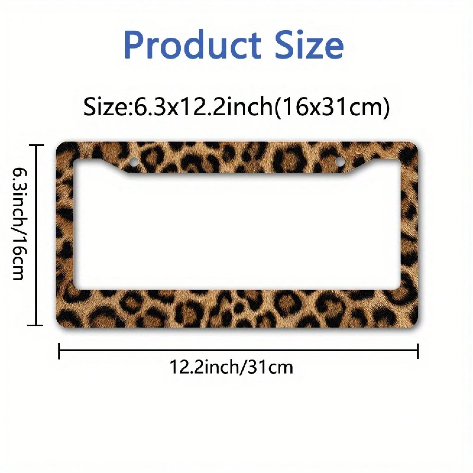 1 Piece, Size 12x6inch, Metal Frame License Plate, Leopard Print Design, Perfect For Decorating Your Car And Creating A Desert Adventure Theme,Car Decaration,Accesorio Para Carro,License Plate Frame,V