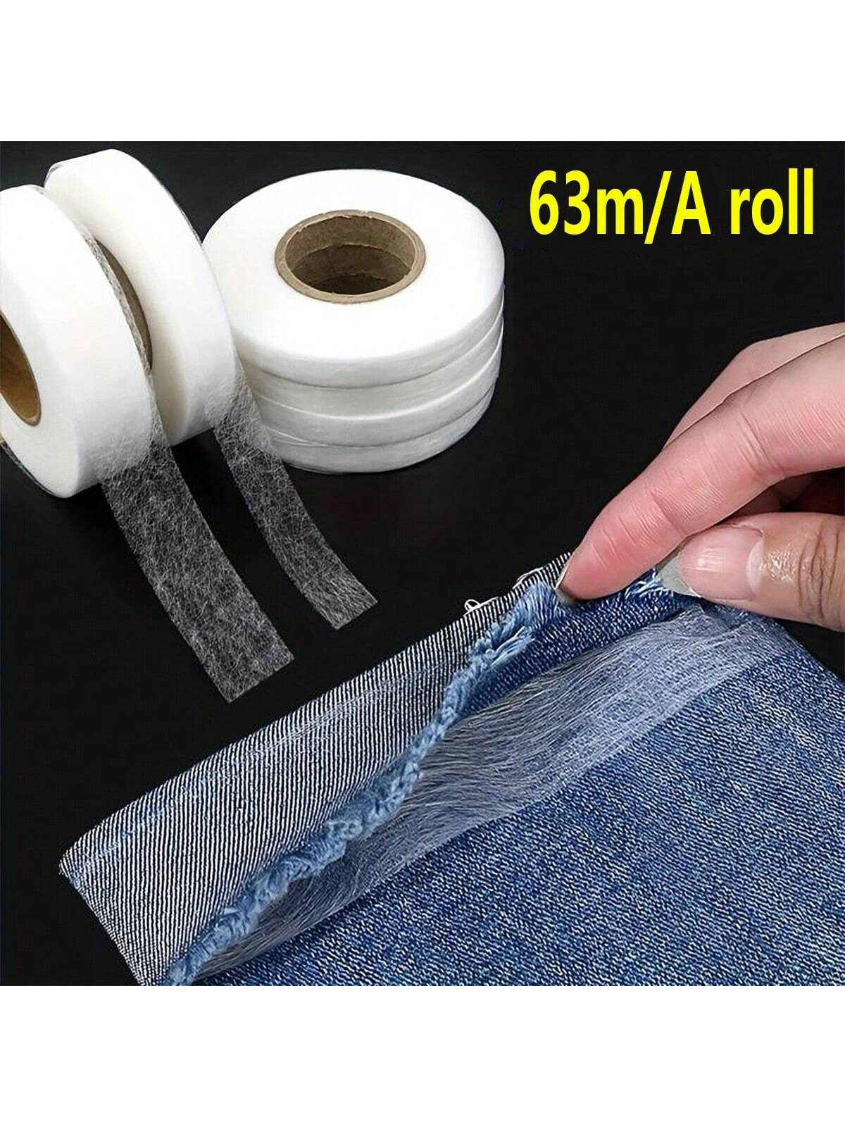 1 Roll 63m Fusible Tape For Clothing Alterations, No-Sew Hem Tape, Iron-On Hemming Tape, Suitable For Altering Clothes, Pants, Jeans, Skirts