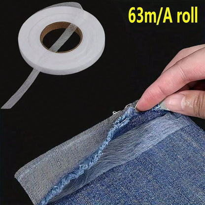 1 Roll 63m Fusible Tape For Clothing Alterations, No-Sew Hem Tape, Iron-On Hemming Tape, Suitable For Altering Clothes, Pants, Jeans, Skirts