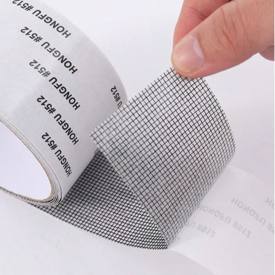 1 Roll Self-Adhesive Mesh Window Repair Tape, Waterproof Tear-Resistant Insect Screen Patch, Strong Adhesive For Cloth And Screens, Suitable For Dorm Room/Curtain Window Repair,Kitchen,Kitchen Accesso