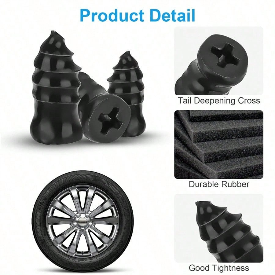 1 SET 100pcs Screw In Tire Repair Plugs Tire Screw Plug Repair Kit, 3 Sizes Of Repair Rubber Nail For Car Motorcycle Truck Tire Puncture Repair With Box And Screwdriver