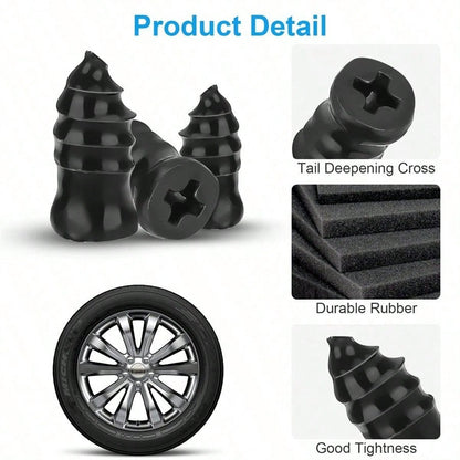 1 SET 100pcs Screw In Tire Repair Plugs Tire Screw Plug Repair Kit, 3 Sizes Of Repair Rubber Nail For Car Motorcycle Truck Tire Puncture Repair With Box And Screwdriver