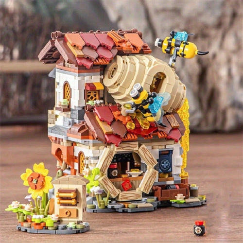 1 Set 1242pcs Mini Building Blocks Honey Studio Folding House, Micro Particle DIY Assembly Model Kit, Desktop Decor Home Ornament Room Bookshelf Display, Birthday Gift For Teens And Adults 14+