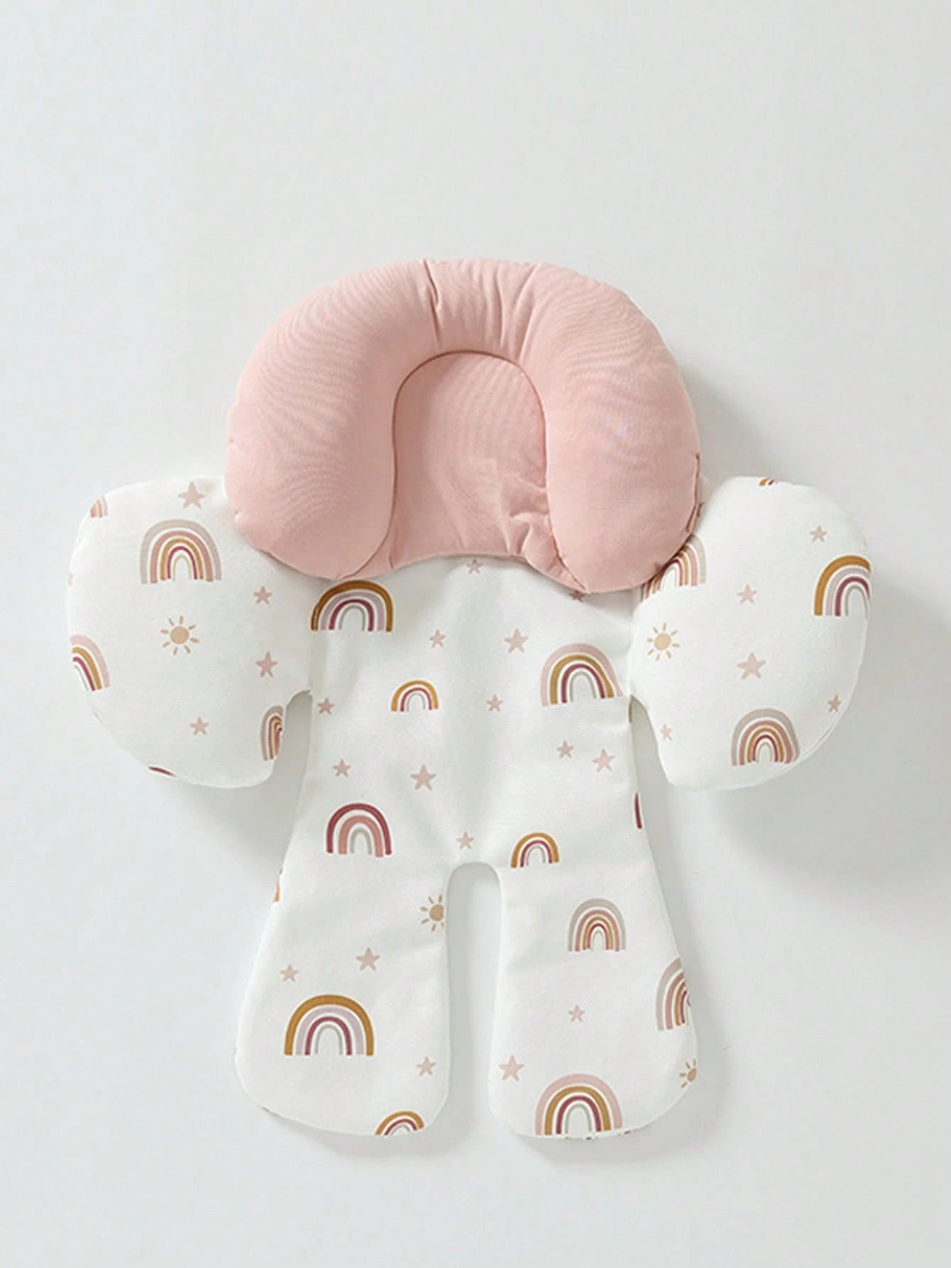 1 Set Baby Car Seat Head Support For Newborn, 2 In 1 Infant Car Seat Head Support For Boys Girls Extra Soft Breathable Baby Car Seat Cushion Insert For Strollers, Swings, And Bouncers, Rainbow