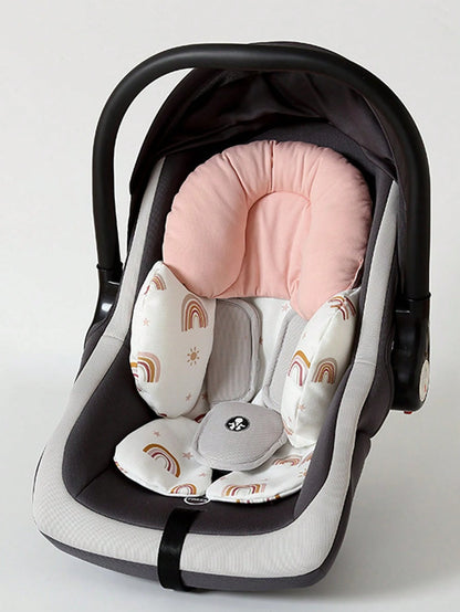 1 Set Baby Car Seat Head Support For Newborn, 2 In 1 Infant Car Seat Head Support For Boys Girls Extra Soft Breathable Baby Car Seat Cushion Insert For Strollers, Swings, And Bouncers, Rainbow