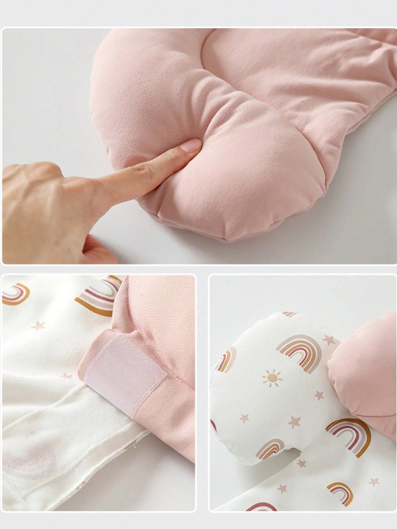 1 Set Baby Car Seat Head Support For Newborn, 2 In 1 Infant Car Seat Head Support For Boys Girls Extra Soft Breathable Baby Car Seat Cushion Insert For Strollers, Swings, And Bouncers, Rainbow