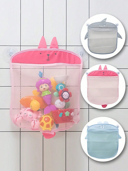 1 Set Cartoon Mesh Storage Hanging Basket, Colorful Multi-Functional Kitchen Bathroom Children's Bath Organizer Bag, Suction Cup Style Bathroom Hanging Bag
