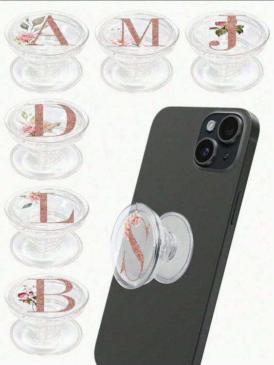 1 Set Letter Phone Stand- Transparent Foldable & Extendable Phone Grip, Unique Fashion Design, Smartphone Accessory, Durable Material, Phone Holder, Phone Grip