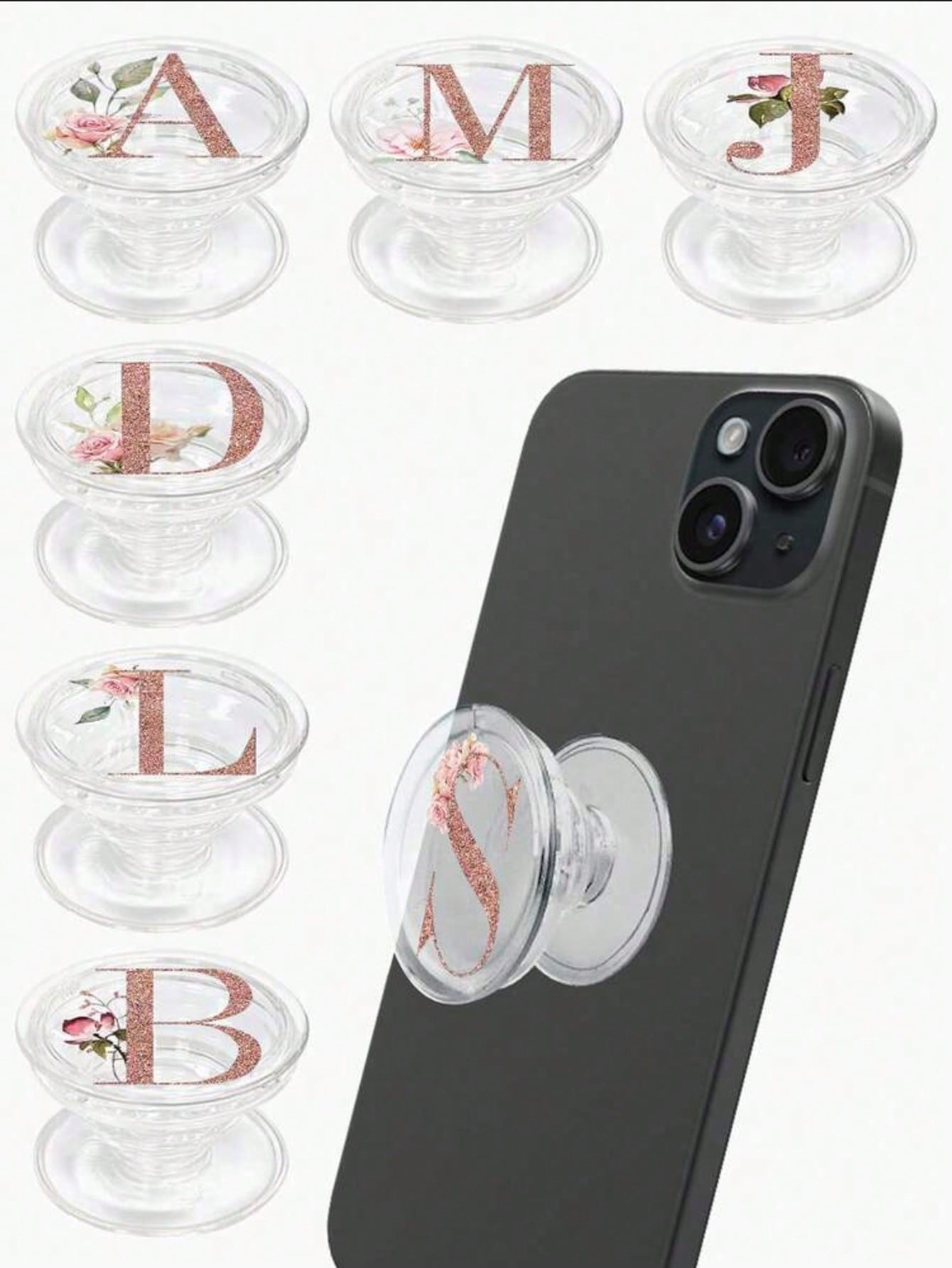 1 Set Letter Phone Stand- Transparent Foldable & Extendable Phone Grip, Unique Fashion Design, Smartphone Accessory, Durable Material, Phone Holder, Phone Grip