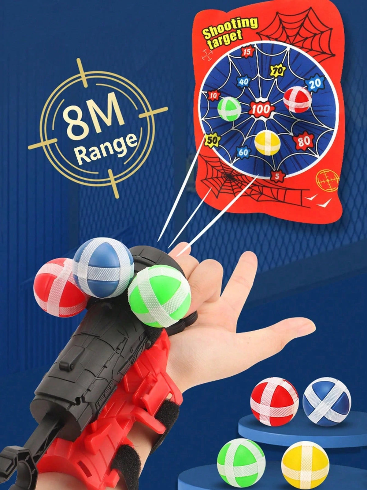 1 Set Spider Web Shooter Toy For Boys, Includes Sticky Balls And Targets, Great For Role Play And Holiday Gifts