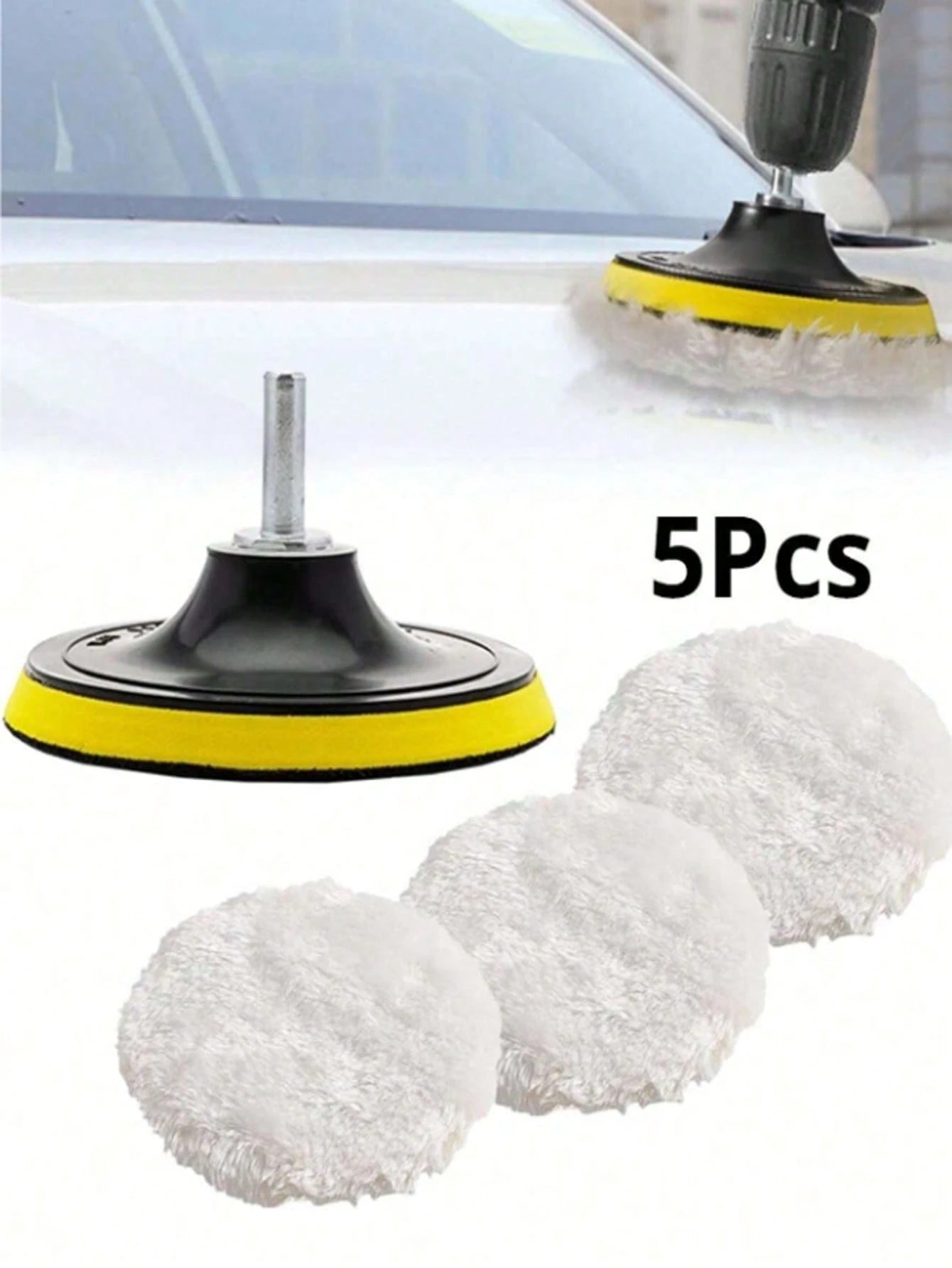 1 Set Wool Polishing Pads, Polishing Wheels, Suitable For Drill Bits With M14 Adapter, For Car Polishing And Waxing, Painted Desktops, Old Leather Sofas, Tile Polishing, Essential For Daily Car Mainte