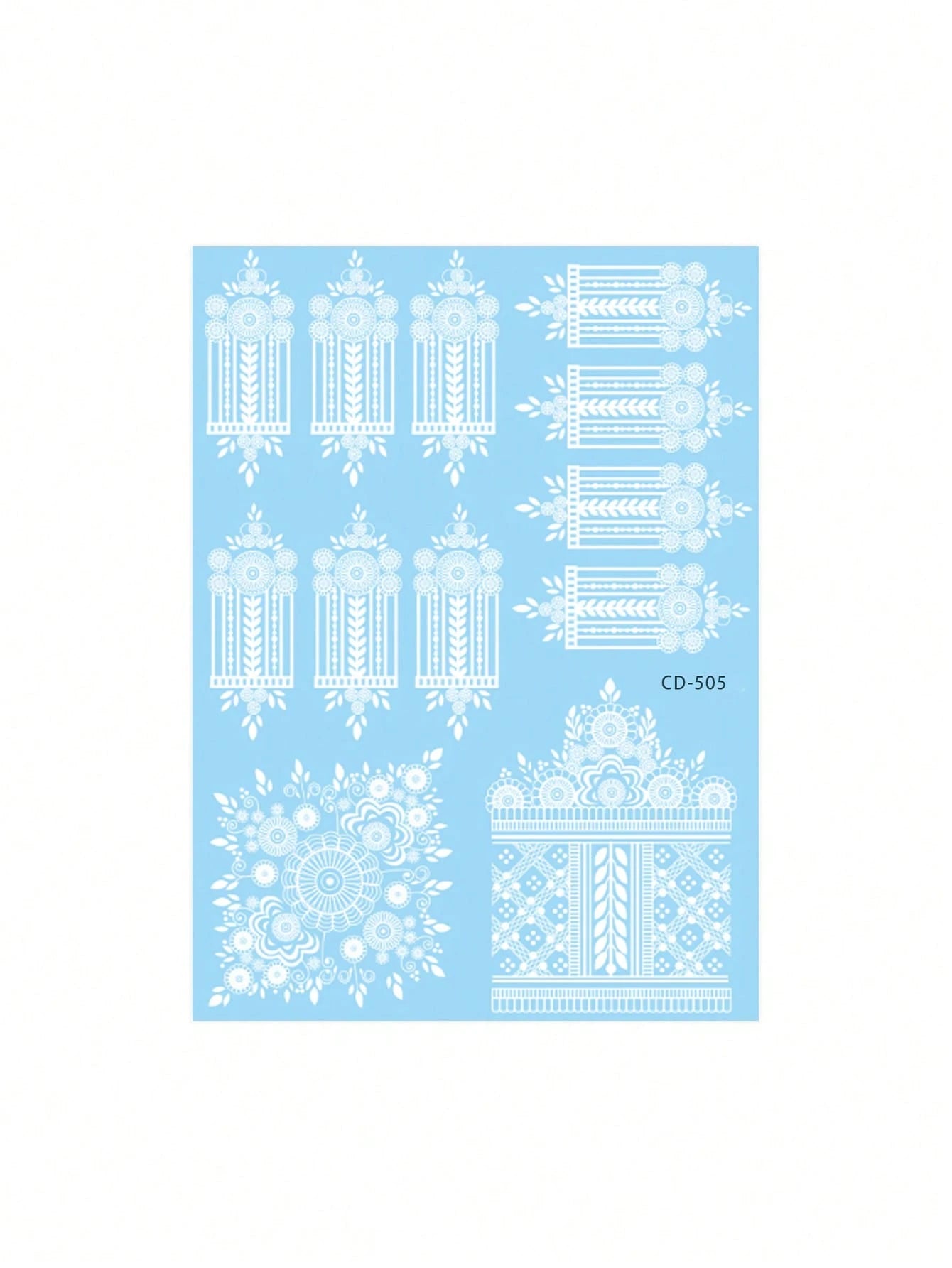 1 Sheet Traditional White Henna Mehndi Tattoo Stickers, Waterproof Intricate Floral Hand Wrist Finger Transfer Stickers, Long Lasting Fake Tattoos For Religious Ceremony Arabian Party Hand Ornament