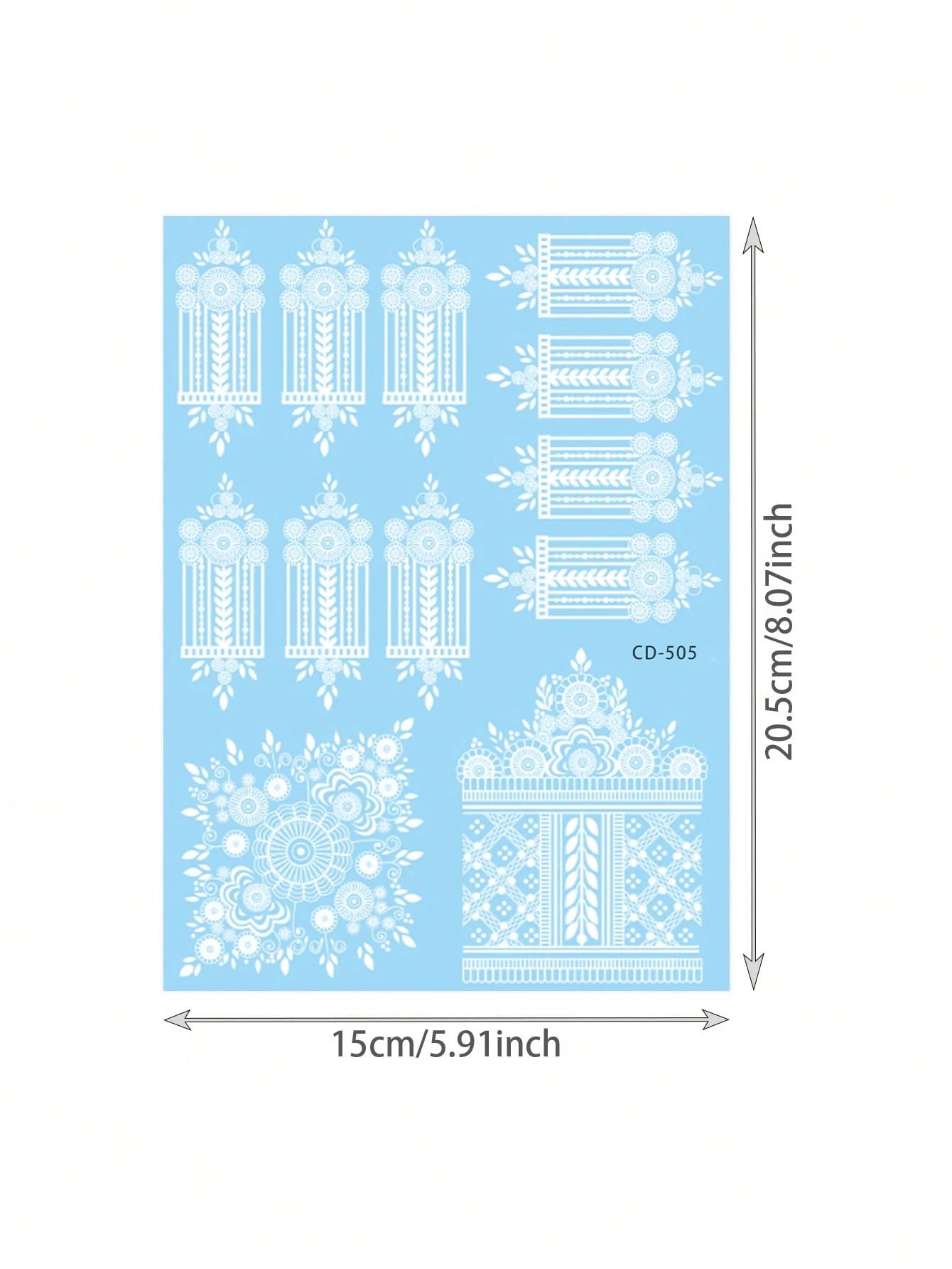 1 Sheet Traditional White Henna Mehndi Tattoo Stickers, Waterproof Intricate Floral Hand Wrist Finger Transfer Stickers, Long Lasting Fake Tattoos For Religious Ceremony Arabian Party Hand Ornament