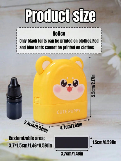 1 Stamp + 100 Stickers, Customized Name Stamp Set, Personalized Cute Cartoon Style Stamp, Suitable For Home, Office, 3 Ink Colors, Daily Organization, Customizable Gift For Friends And Family, Back To