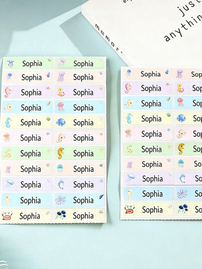 1 Stamp + 100 Stickers, Customized Name Stamp Set, Personalized Cute Cartoon Style Stamp, Suitable For Home, Office, 3 Ink Colors, Daily Organization, Customizable Gift For Friends And Family, Back To
