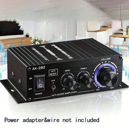 1 X 600W Dual-Channel Mini Power Amplifier, HiFi Stereo Compact Audio Power Amplifier, 2.0 Channels, Class AB, RCA/AUX Input, Bass And Treble Control, Sound Amplifier For Home, Computer And Car Music