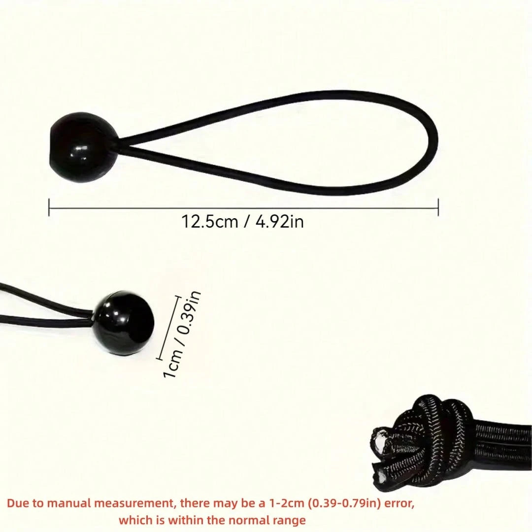 10/20/30/40/50Pcs Heavy Duty Adjustable Elastic Rope With Plastic Ball- Black, All-Season Camping Accessory For Tent Fixing, Storage And Transport- Foldable Durable Outdoor Gear, Camping Organizatio