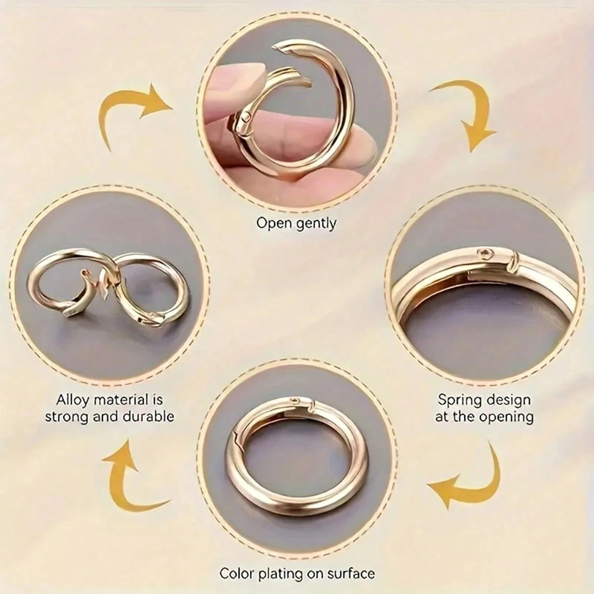 10/20/30pcs Flat Trigger Spring Buckle Rings, Metal Key Rings, Round Buckle Rings, Suitable For Keychains, Bags, Wallets- Keychain Hook Replacement Key Rings DIY Handmade