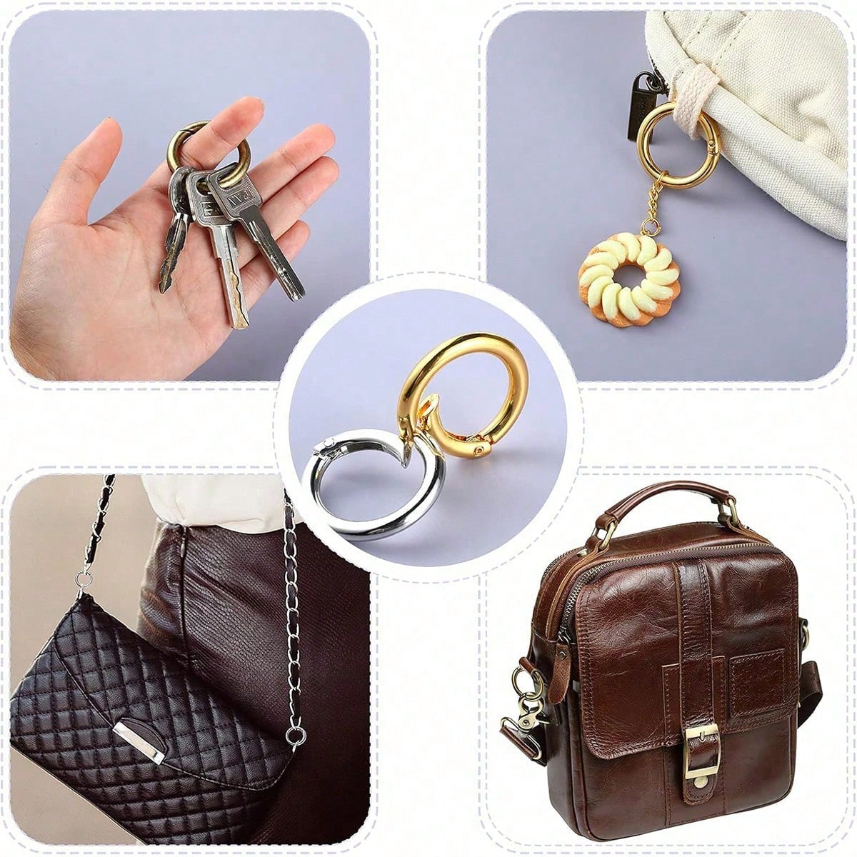 10/20/30pcs Flat Trigger Spring Buckle Rings, Metal Key Rings, Round Buckle Rings, Suitable For Keychains, Bags, Wallets- Keychain Hook Replacement Key Rings DIY Handmade